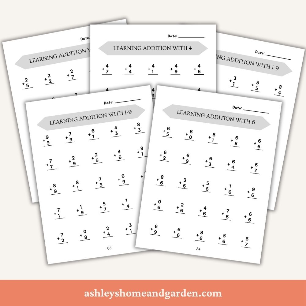Sample pages of Math Facts Practice Addition
