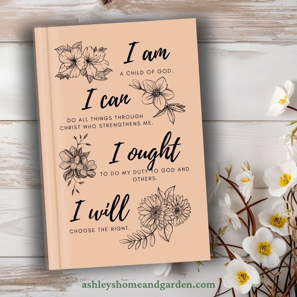 Pink notebook with Charlotte Mason's famous quote on the cover