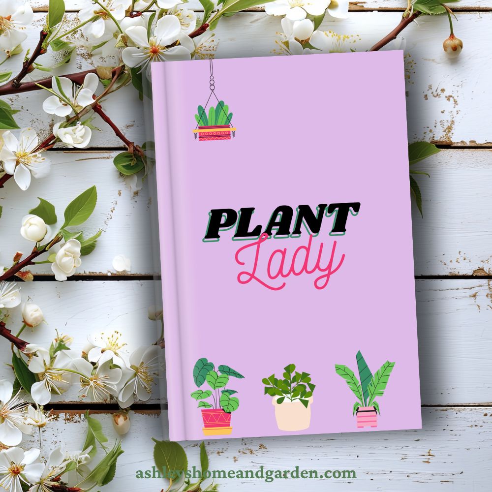 Purple notebook with plants on the cover and the words Plant Lady